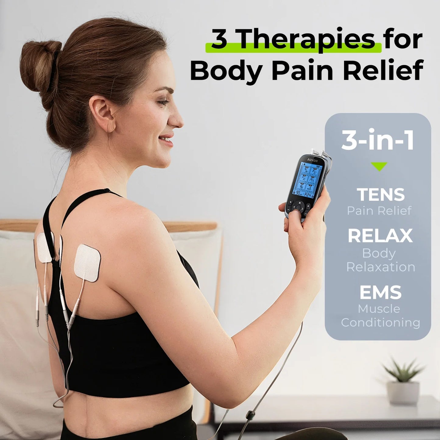 AUVON 3-in-1 TENS &amp; EMS Unit